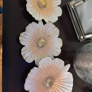 Set of Three Pink metal flowers